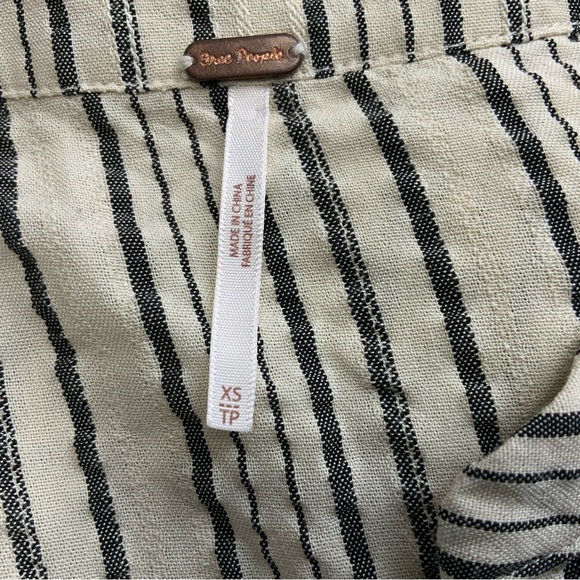 Free People Bishop Sleeve Tan/Black Striped Tunic Blouse. Women Size XS. - Picture 5 of 6